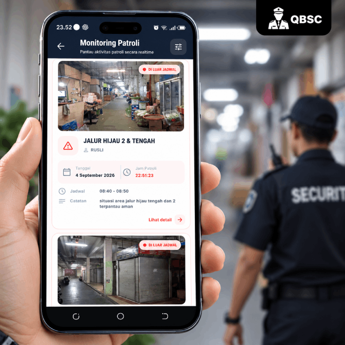 Screenshot laporan patroli dan absensi QBSC